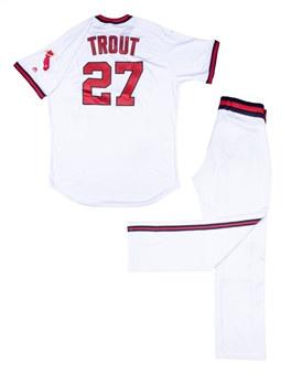 2018 Mike Trout Game Used Full Los Angeles Angels Turn Back The Clock 80s Style Uniform - Jersey and Pants Photo Matched To August 27, 2018 - 2 for 3 HR 2 RBI 3 R (MLB Authenticated)